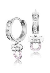 outstanding silver cubic zirconia mouse huggie hoop baby earrings